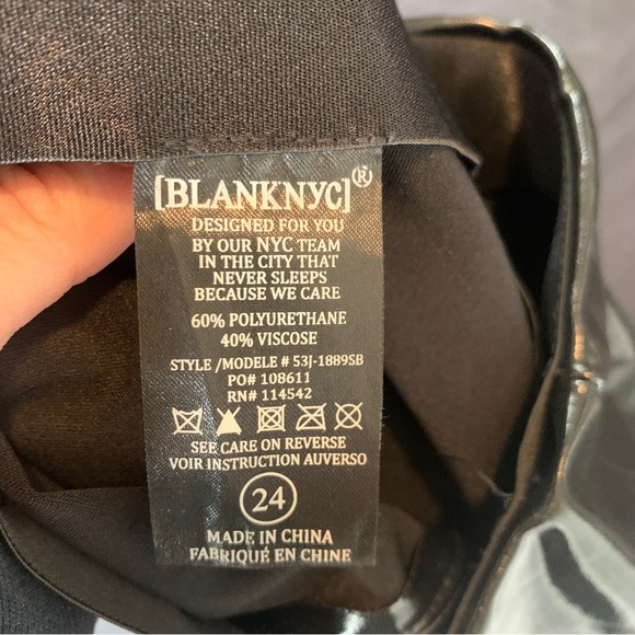 Blank NYC Faux Leather Black Pants Leggings Pleather Shiny Wet Punk Rock Grunge - Picture 8 of 8